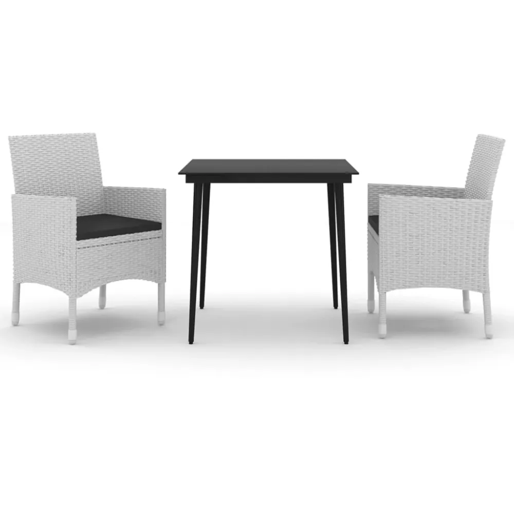vidaXL set comedor de jardín 3 pzas y cojines ratán sintético y vidrio