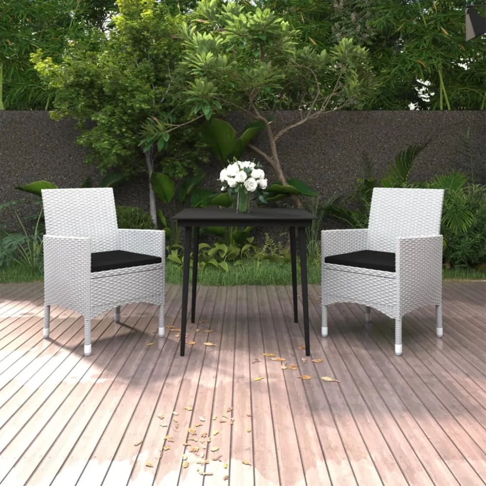 vidaXL set comedor de jardín 3 pzas y cojines ratán sintético y vidrio