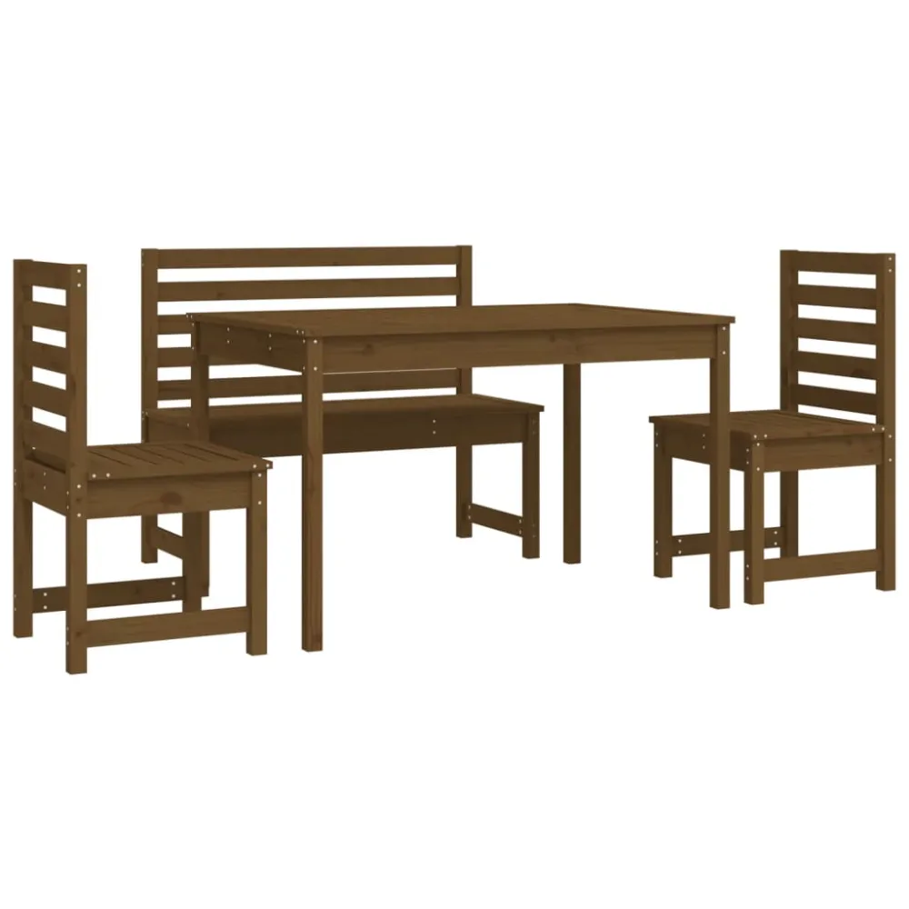 vidaXL set de comedor de jardín 4 pzas madera maciza pino marrón miel