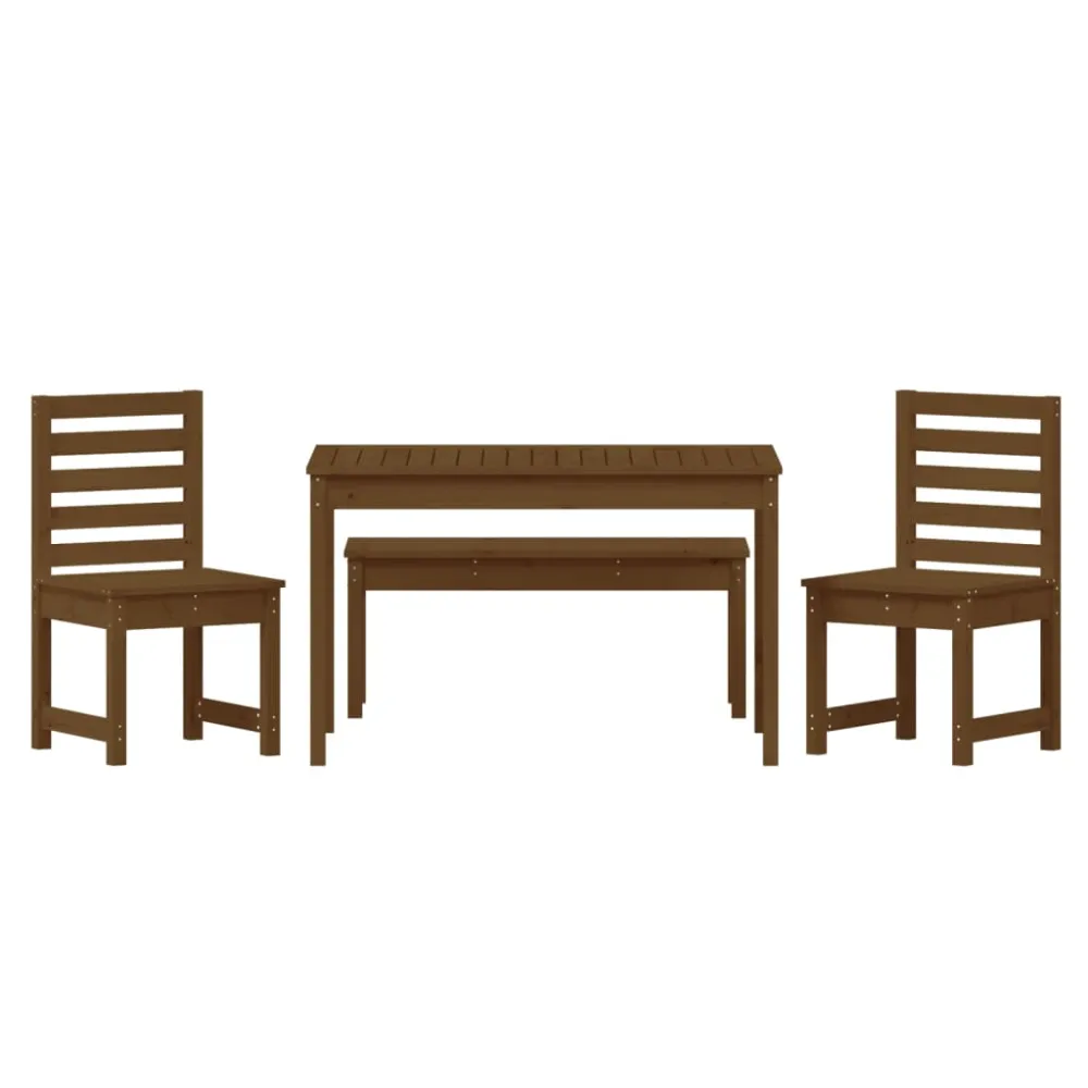 vidaXL set de comedor de jardín 4 pzas madera maciza pino marrón miel