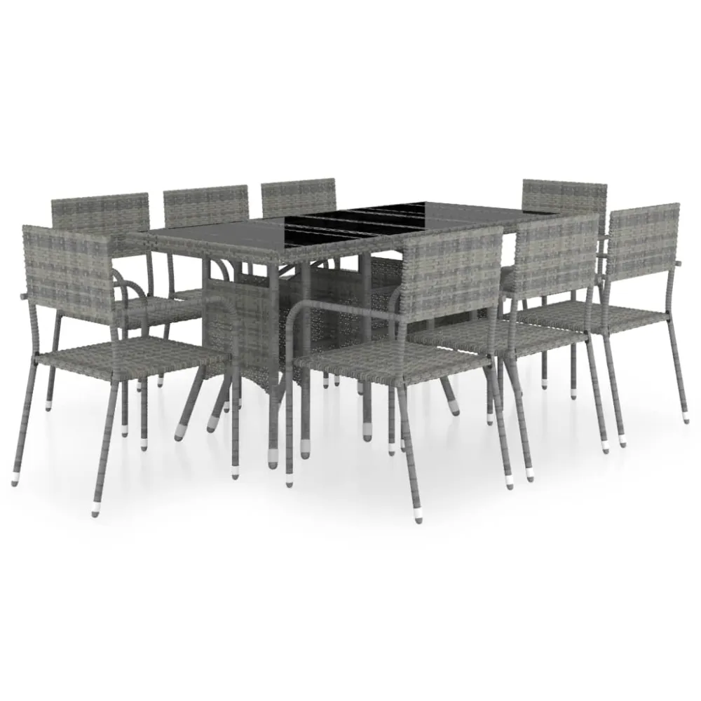 vidaXL set comedor jardín 9 pzas ratán sintético gris antracita y gris