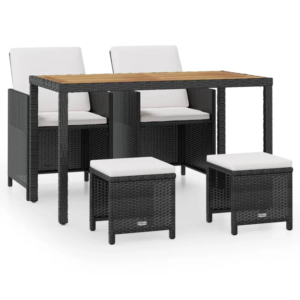vidaXL set comedor de jardín 5 pzas ratán sintético y madera negro