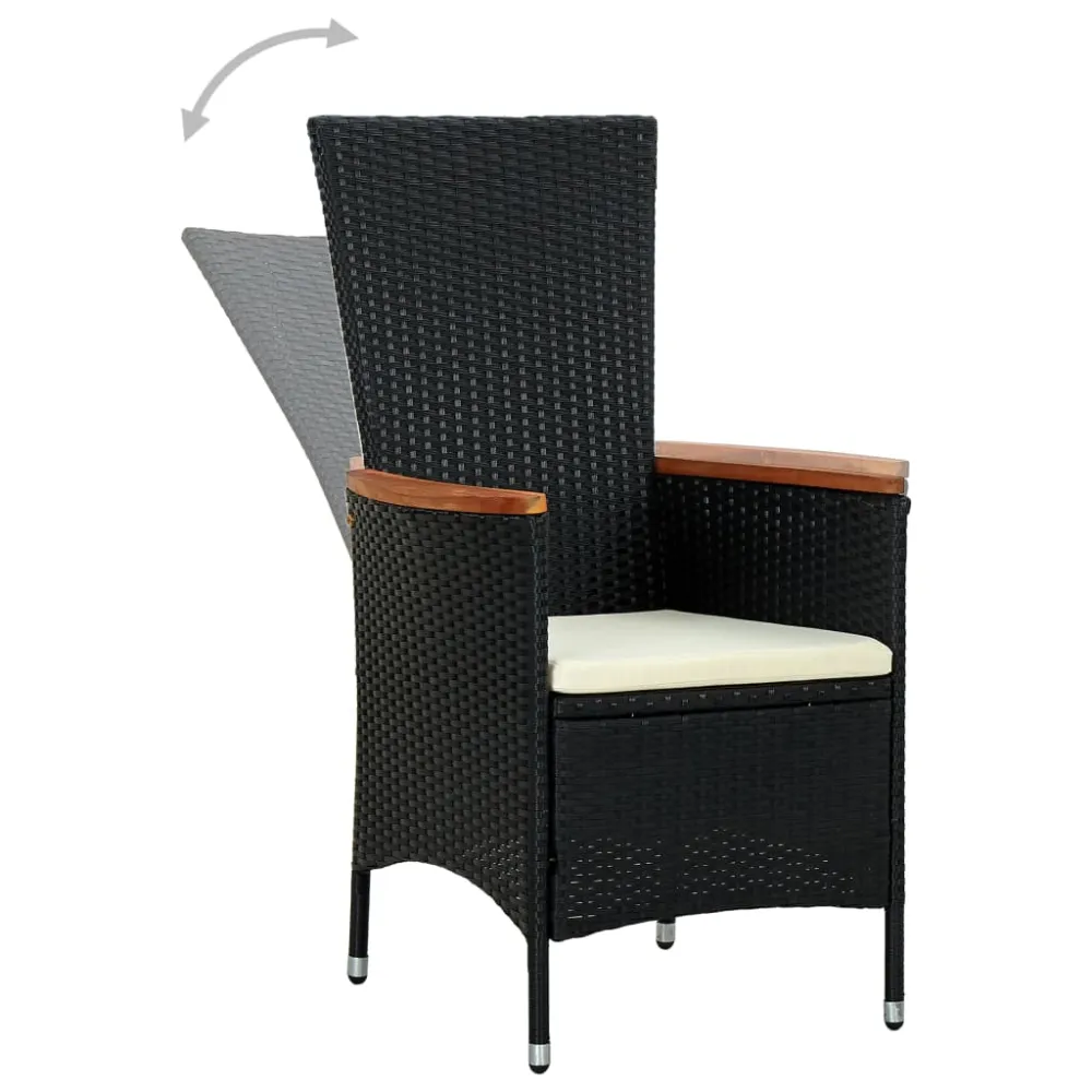 vidaXL set comedor jardín 9 pzas ratán sintético y madera acacia negro