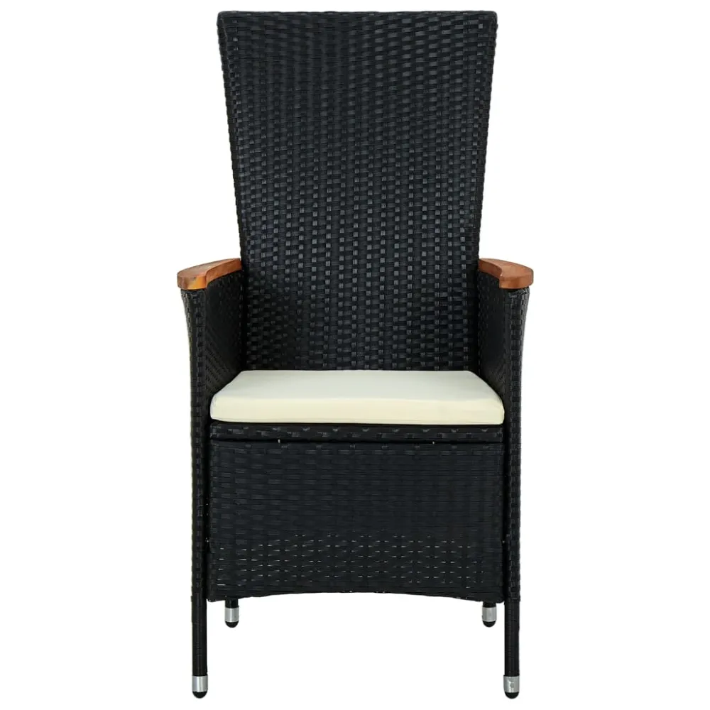 vidaXL set comedor jardín 9 pzas ratán sintético y madera acacia negro