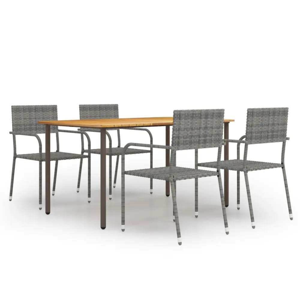 vidaXL set de comedor jardín 5 pzas ratán sintético gris antracita