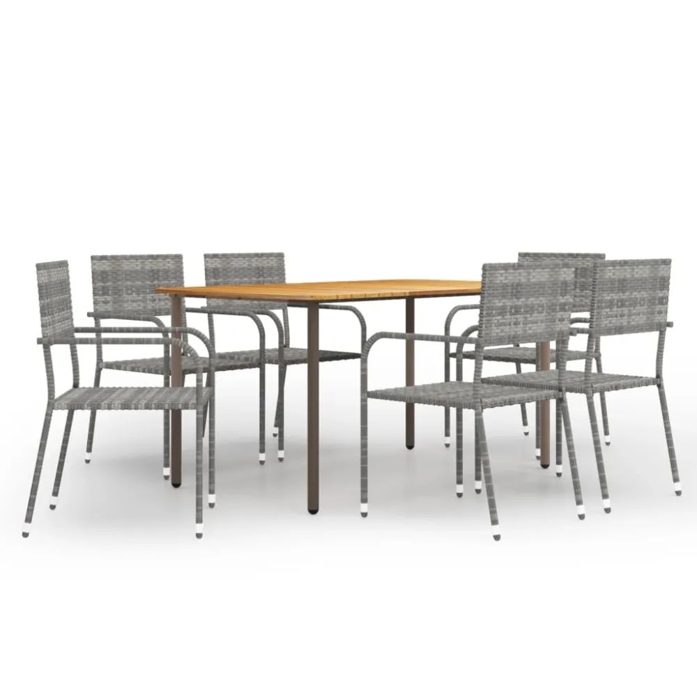 vidaXL set de comedor jardín 7 pzas ratán sintético gris antracita