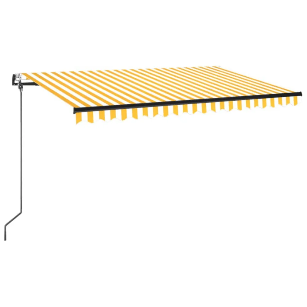 vidaXL toldo automático LED sensor de viento amarillo blanco 450x350cm