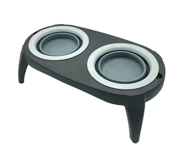 Well home comedero doble plegable para mascotas, silicona, antideslizante