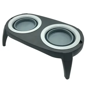 Well home comedero doble plegable para mascotas, silicona, antideslizante