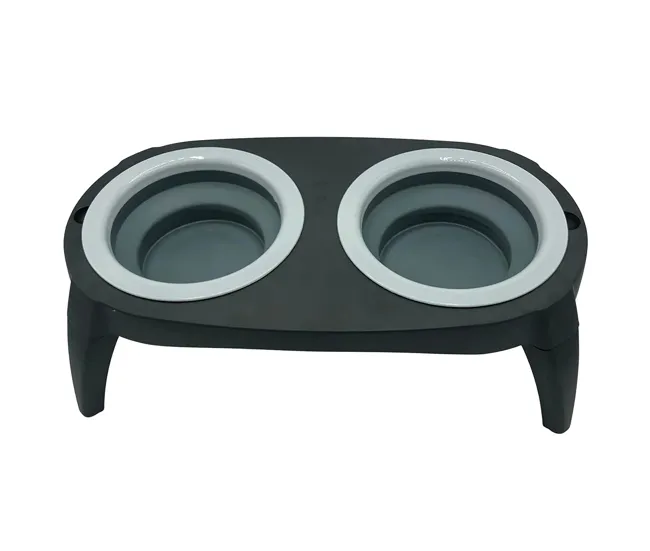 Well home comedero doble plegable para mascotas, silicona, antideslizante
