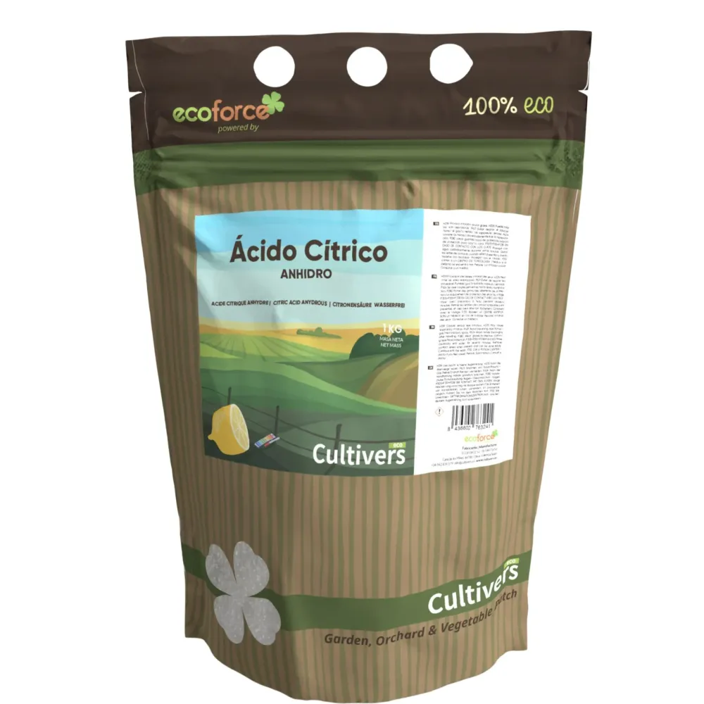 Ácido Cítrico Anhidro Cultivers 2,5 Kg con 10 Macetas de Red