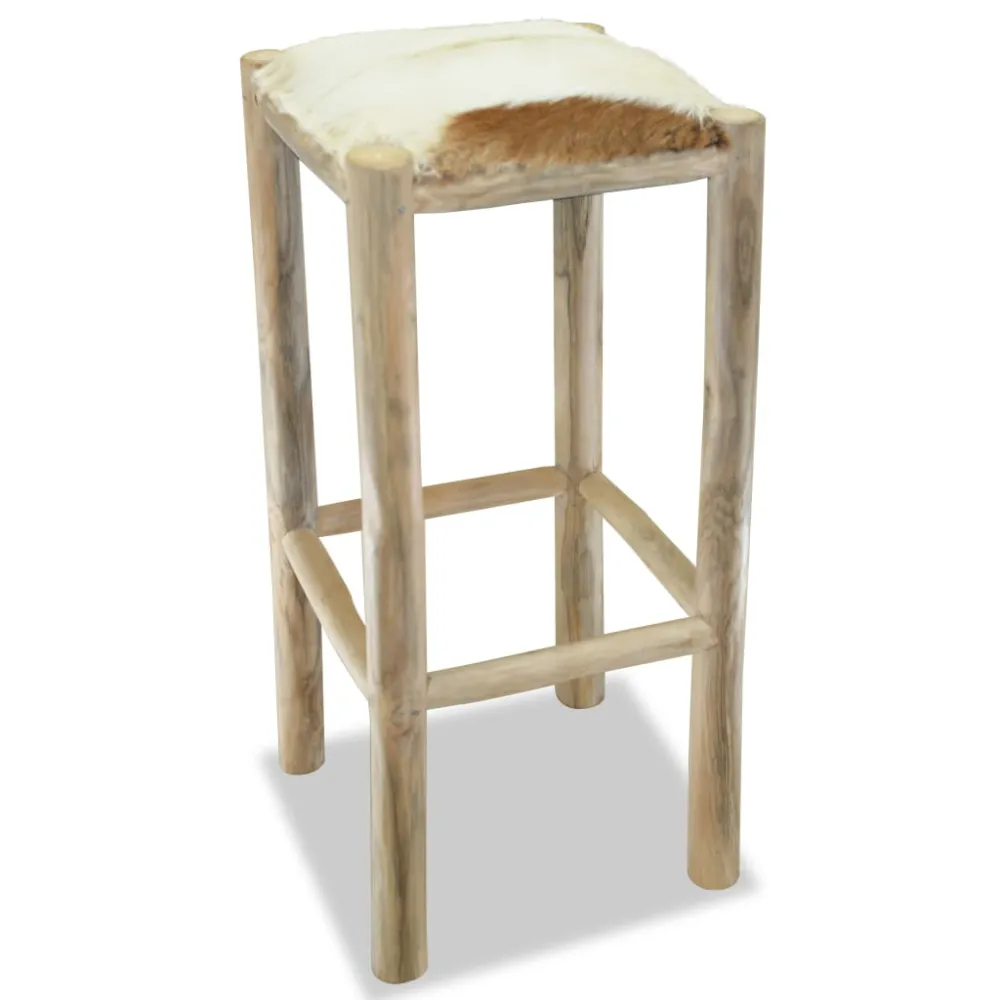 Cepillo de Limpieza para vidaXL taburete de cocina de cuero legítimo y madera de teca maciza