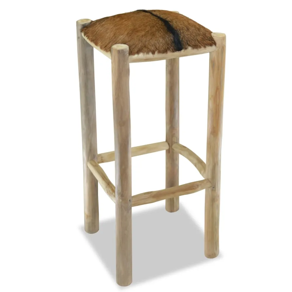 Cepillo de Limpieza para vidaXL taburete de cocina de cuero legítimo y madera de teca maciza