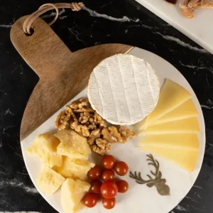 Espátula Ancha de Tabla Redonda De Mármol Y Madera Con Diseño De Ciervo