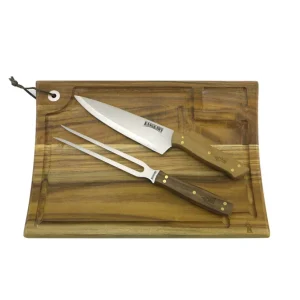 Profesional de Acero Inoxidable Set Tabla + Cuchillo y Tenedor