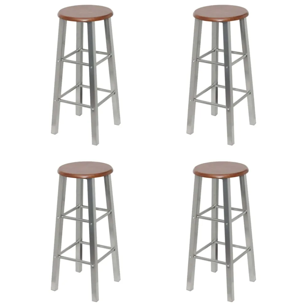 Resistente la Intemperie vidaXL taburetes de cocina 4 unidades mdf plateado y marrón