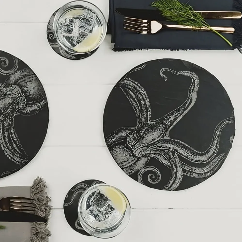 Tabla redonda de pizarra para quesos y aperitivos Selbrae | Garantí Incluida