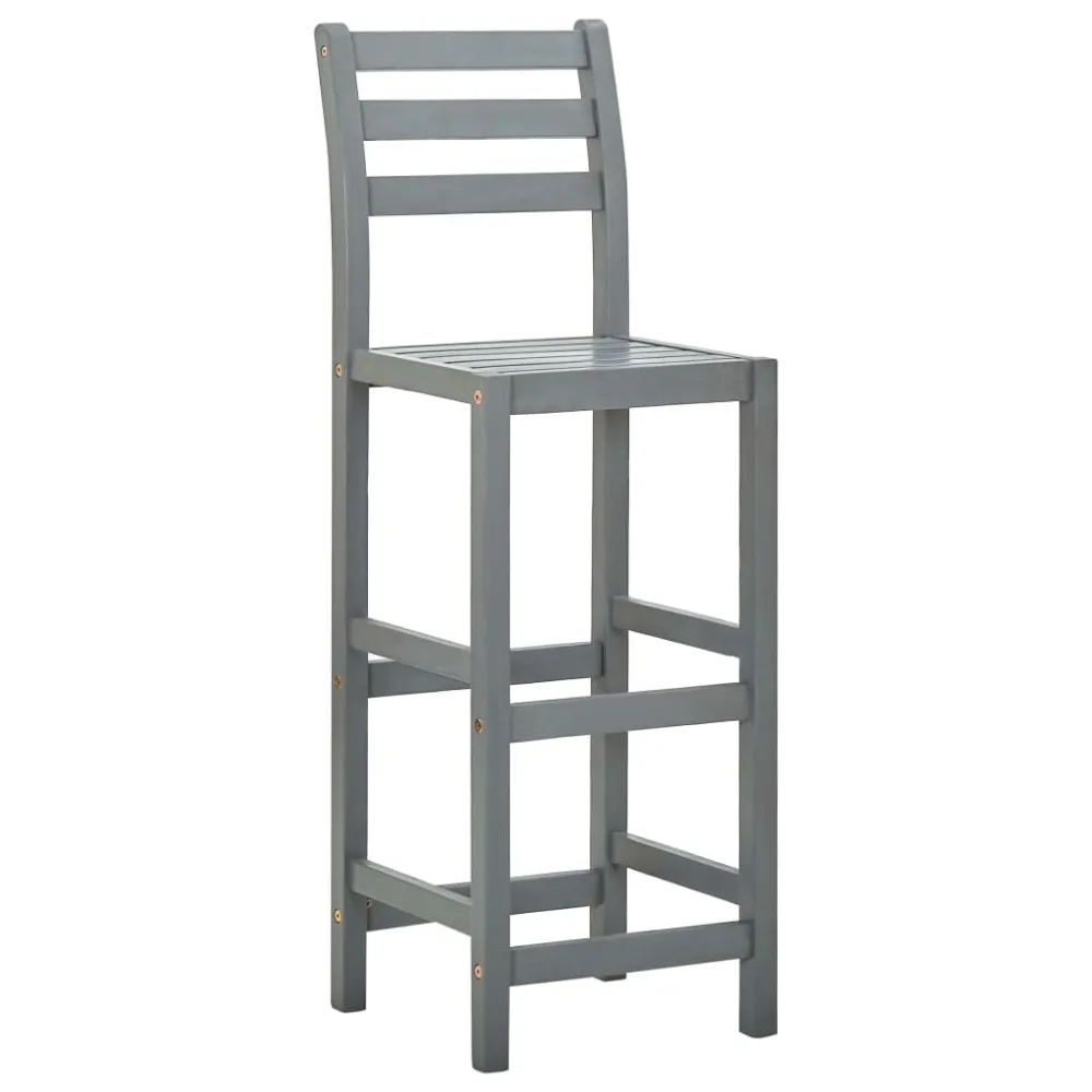 vidaXL taburetes de cocina 4 unidades madera maciza de acacia gris | Garantí Incluida
