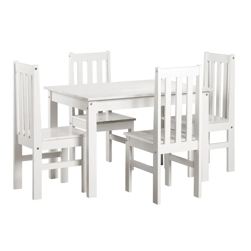 Buyqualia - Mesa Comedor OSMA, 140x80, Tapa Blanco Abierto, Patas Blanco Cerrado para Terraza y Balcón