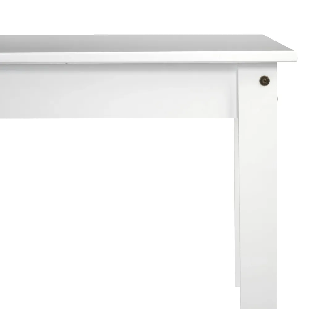 Buyqualia - Mesa Comedor OSMA, 140x80, Tapa Blanco Abierto, Patas Blanco Cerrado para Terraza y Balcón