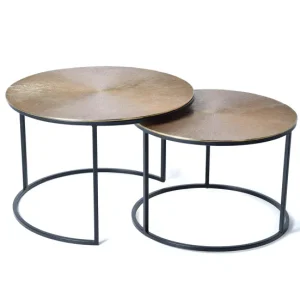 Mesa de café tapa de bronce y patas de metálico bronce Gris / plata.Giner y Colomer