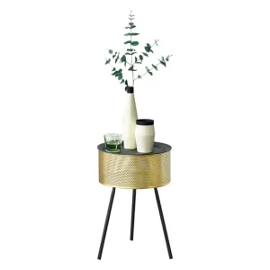 Mesa de Centro Gällivare con tapa extraíble metálico 50 x Ø 35 cm - Negro y Dorado