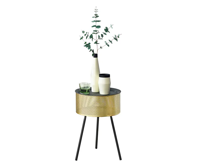 Mesa de Centro Gällivare con tapa extraíble metálico 50 x Ø 35 cm - Negro y Dorado