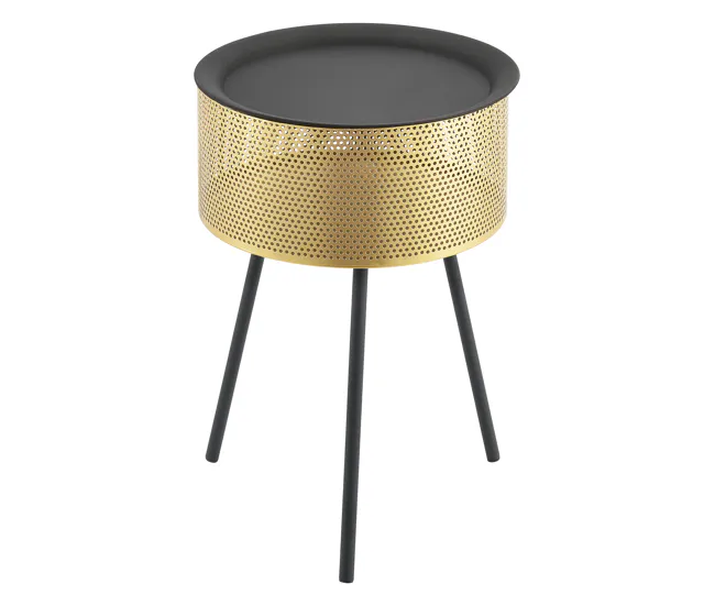 Mesa de Centro Gällivare con tapa extraíble metálico 50 x Ø 35 cm - Negro y Dorado