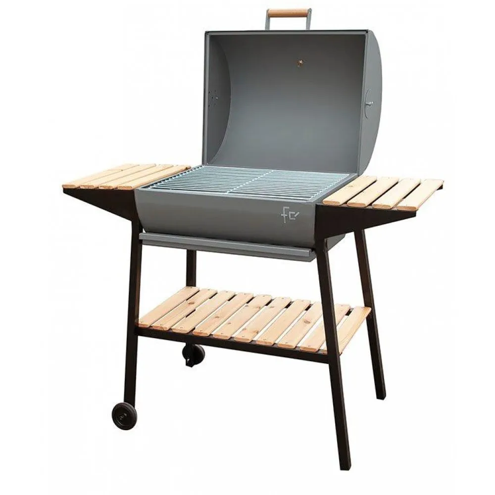 Mesa de Comedor Flores cortes - 33739 - barbacoa curva con tapa y ruedas - acabado madera