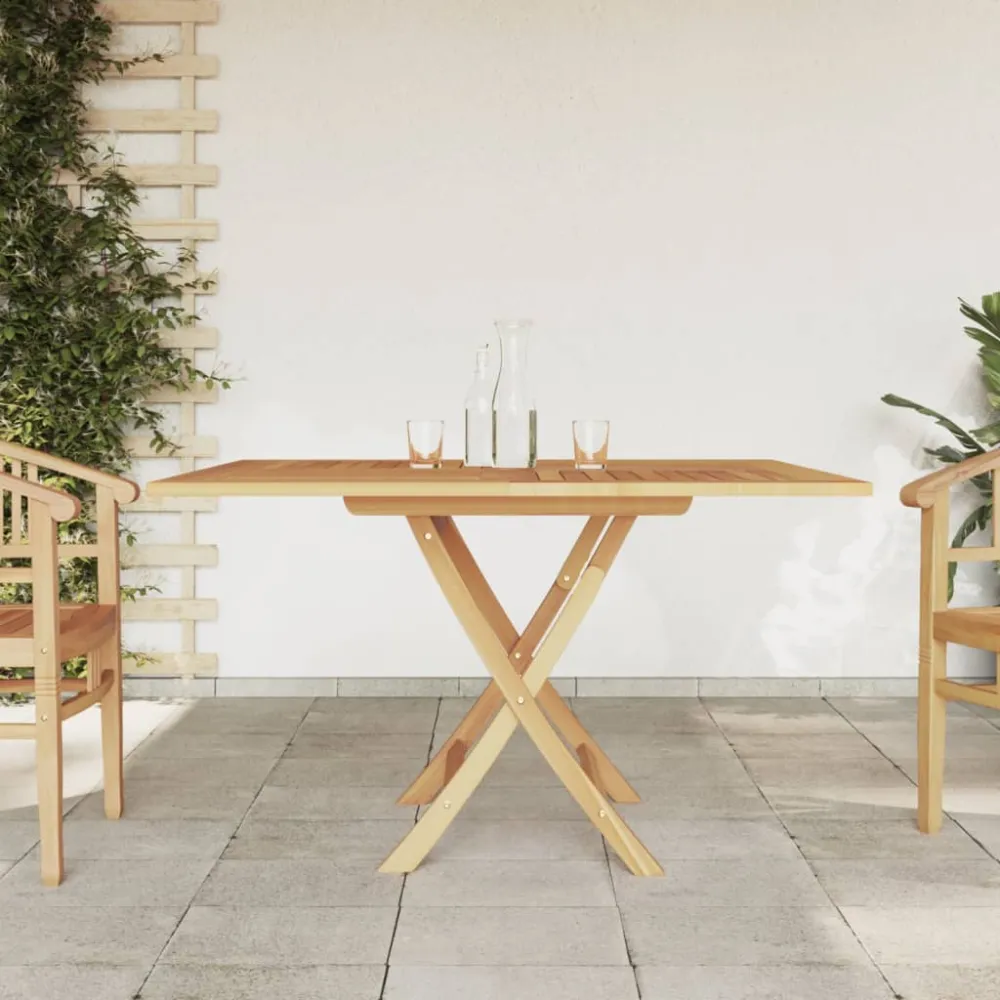 Mesa con Sombrilla Mesa de jardín plegable madera maciza de teca 110x110x75 cm