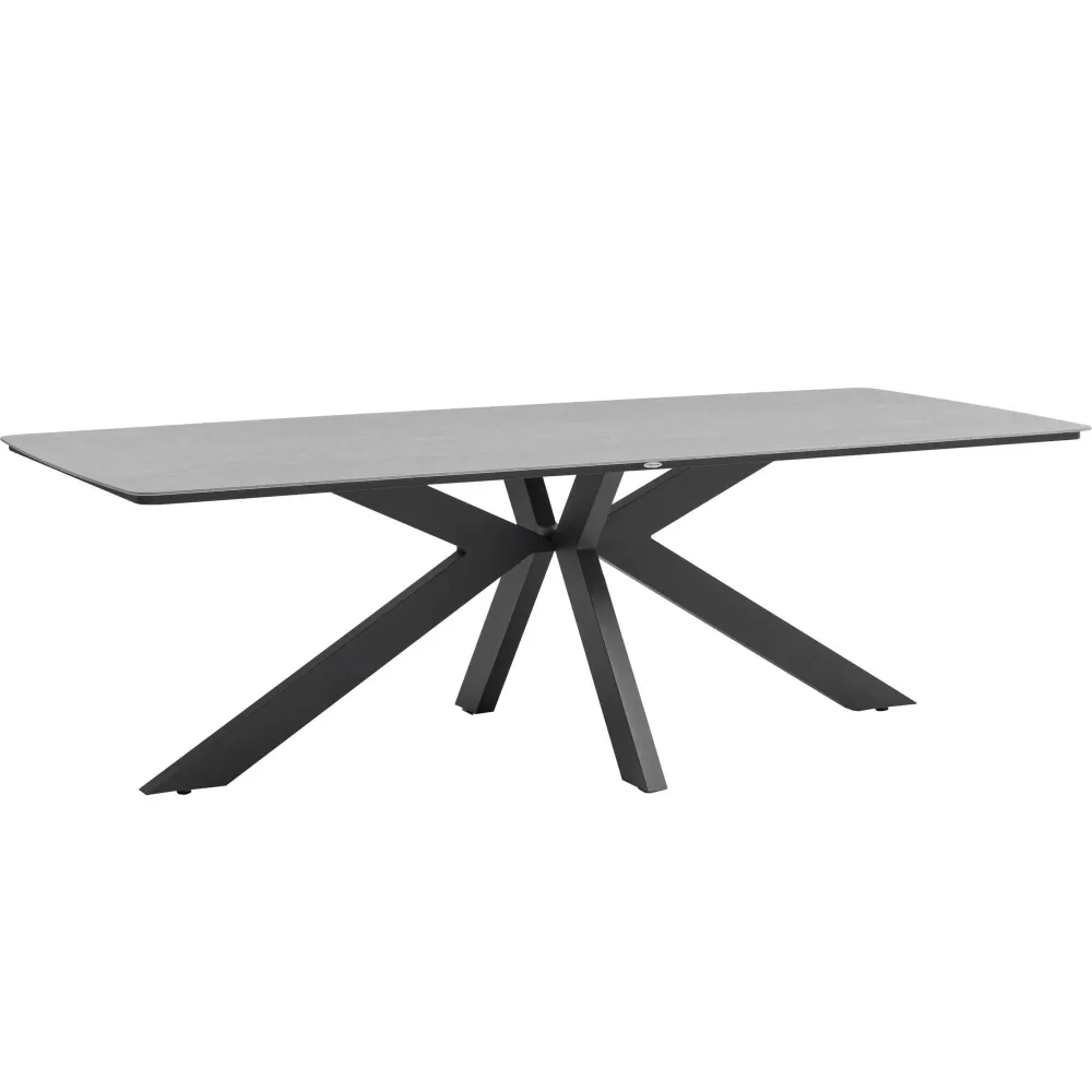 Mesa con Sombrilla Mesa rectangular Bais 240x100 cm aluminio antracita y top cerámico gris medio