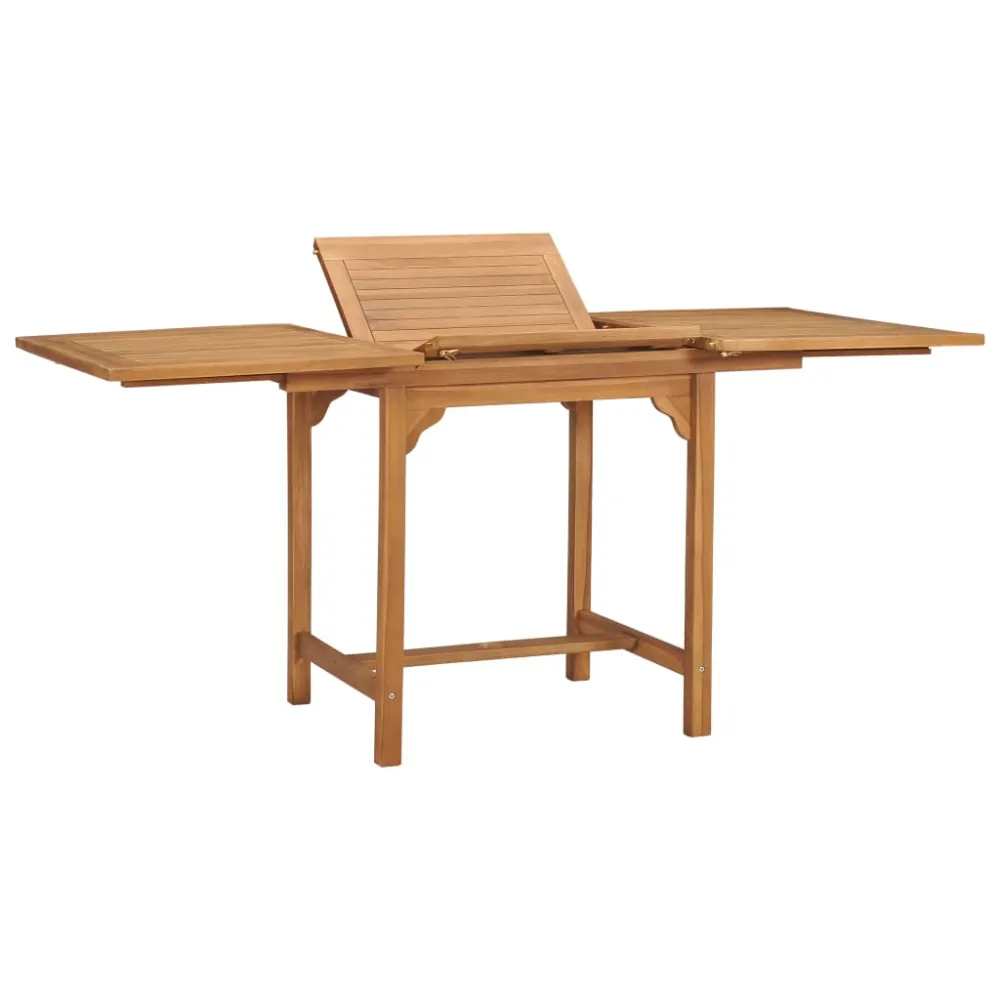 Mesa de jardín extensible madera maciza teca (110-160)x80x75cm para Terraza y Balcón