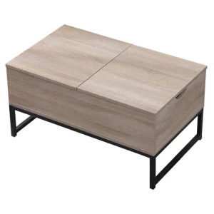 Mesa de Ratán Mesa baja de madera con tapas elevadoras LOTTA 80×48×40cm