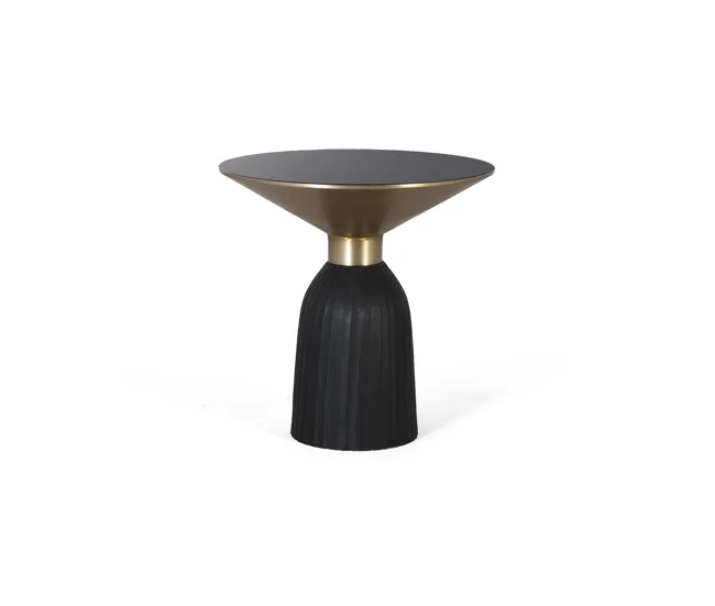 Mesa de Ratán Mesa de centro con tapa de cristal templado y estructura metálica 52x51x51