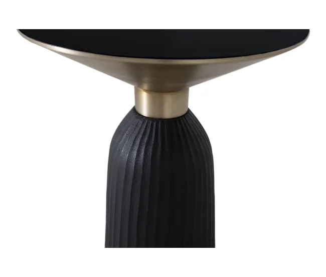 Mesa de Ratán Mesa de centro con tapa de cristal templado y estructura metálica 52x51x51