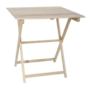 Mesa Velador de haya plegable con tablillas, acabado SIN barniz, 70x70x76 cm Fácil Almacenamiento