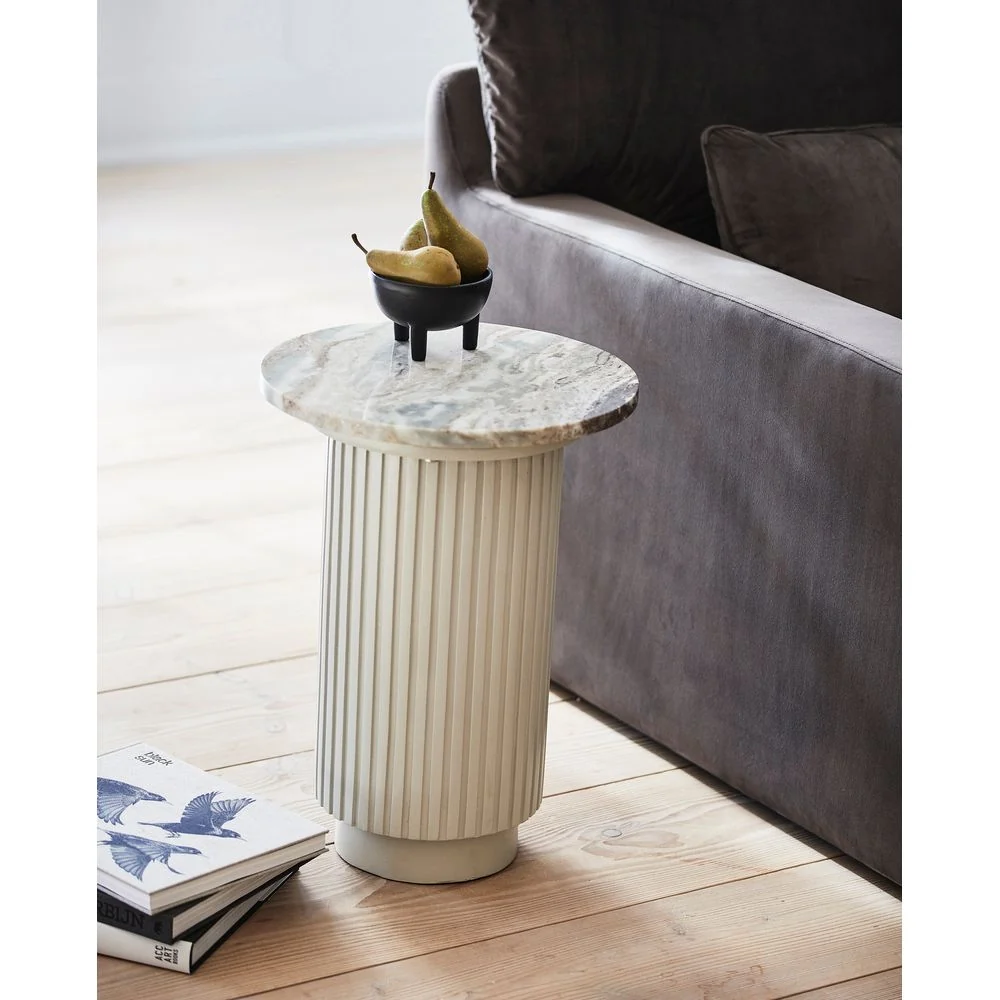 Premium de Aluminio Nordal /S ERIE Round Side Table-tapa de mármol marfil