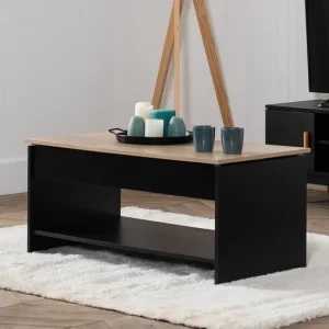 Resistente la Intemperie Mesa baja con tapa elevable negra y madera HEDDA