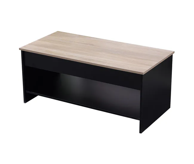 Resistente la Intemperie Mesa baja con tapa elevable negra y madera HEDDA