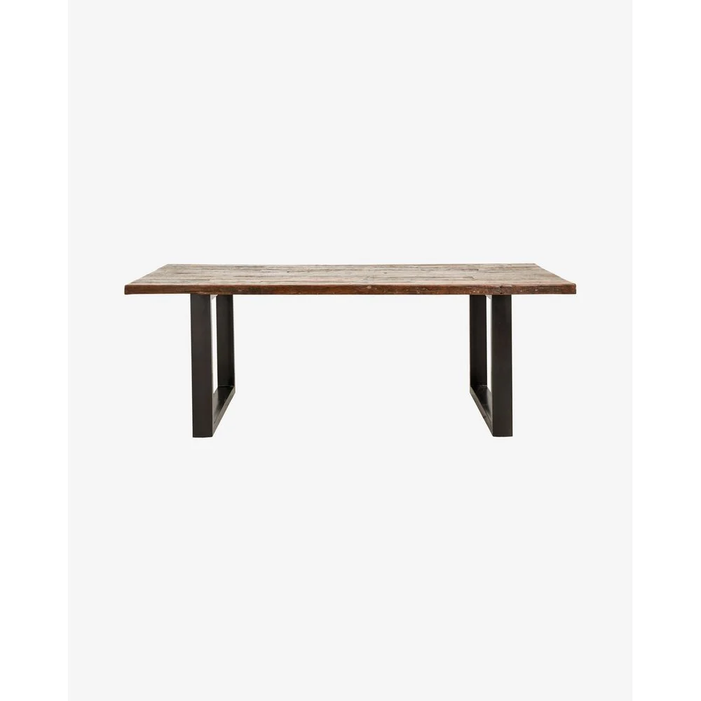 Resistente la Intemperie Nordal /S NOSTÁLGICO mesa de hierro con tapa de madera, sin procesar