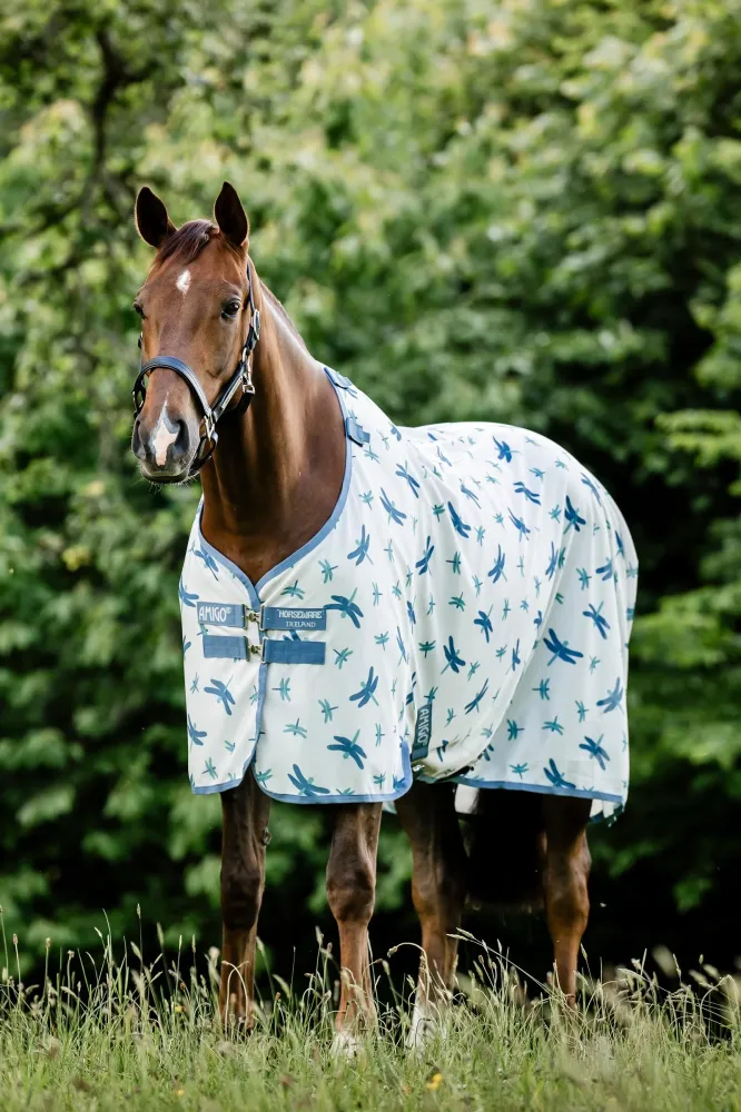 Amigo manta antimoscas con protección UV Dragonfly Print/Silver, Azul & Sage 140 sin Glifosato