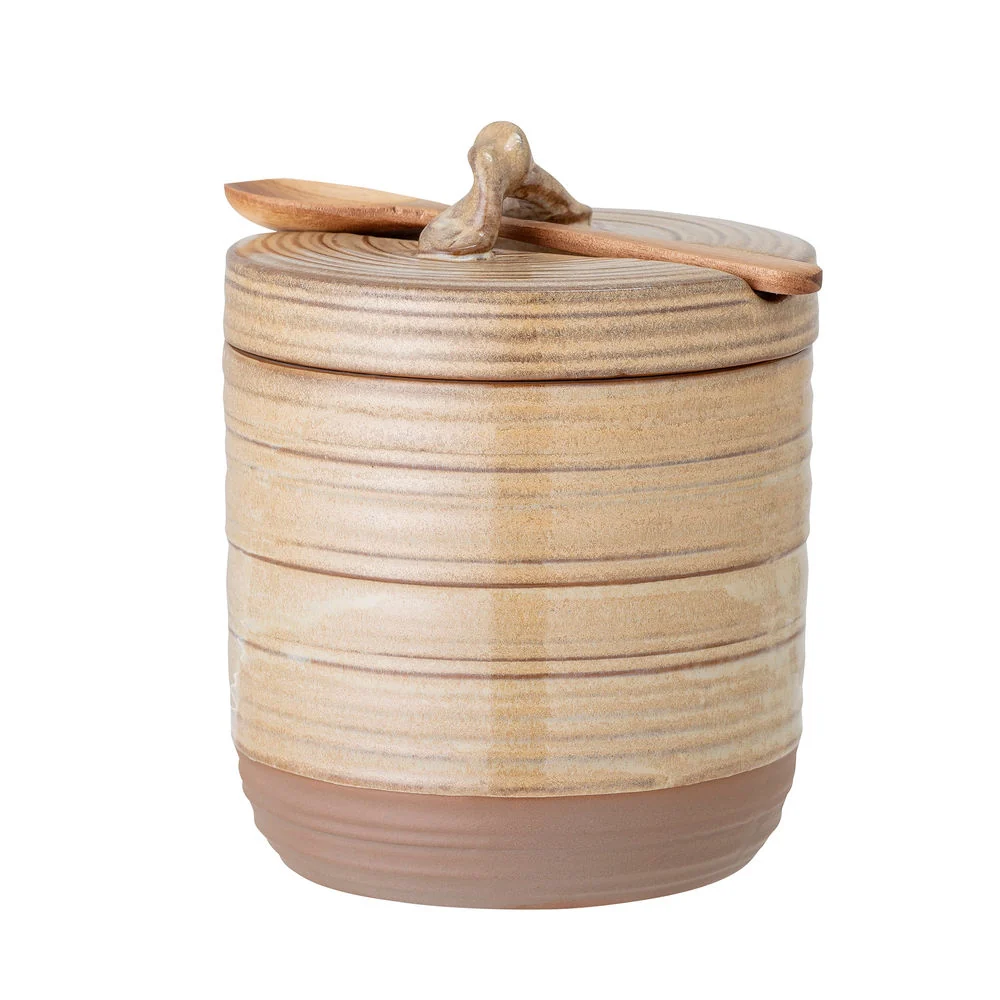 Ecológico y Biodegradable Creative Collection-Olla musgo con tapa y cuchara, naturaleza, gres
