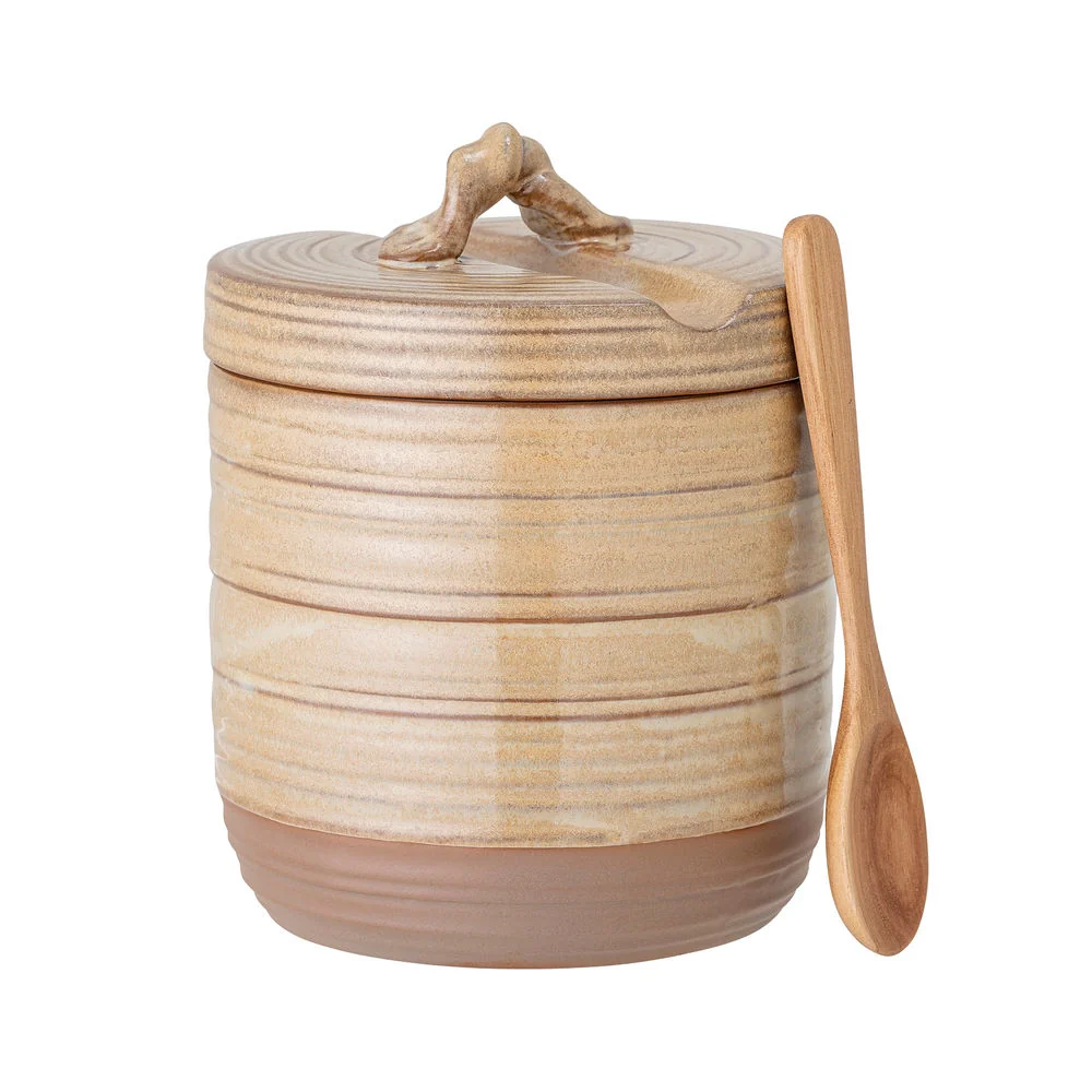 Ecológico y Biodegradable Creative Collection-Olla musgo con tapa y cuchara, naturaleza, gres