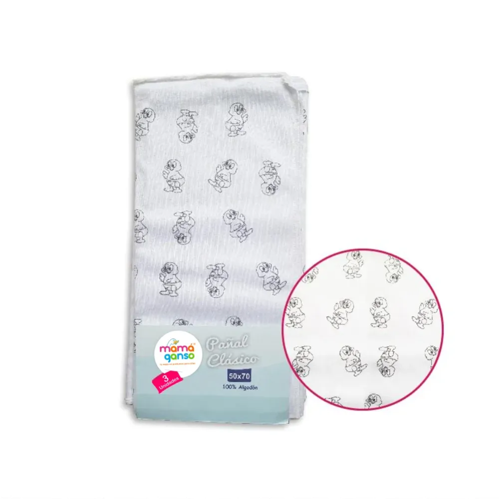 Ecológico y Biodegradable Pañal Tela 50x70 X3 Estampado Mama Ganso