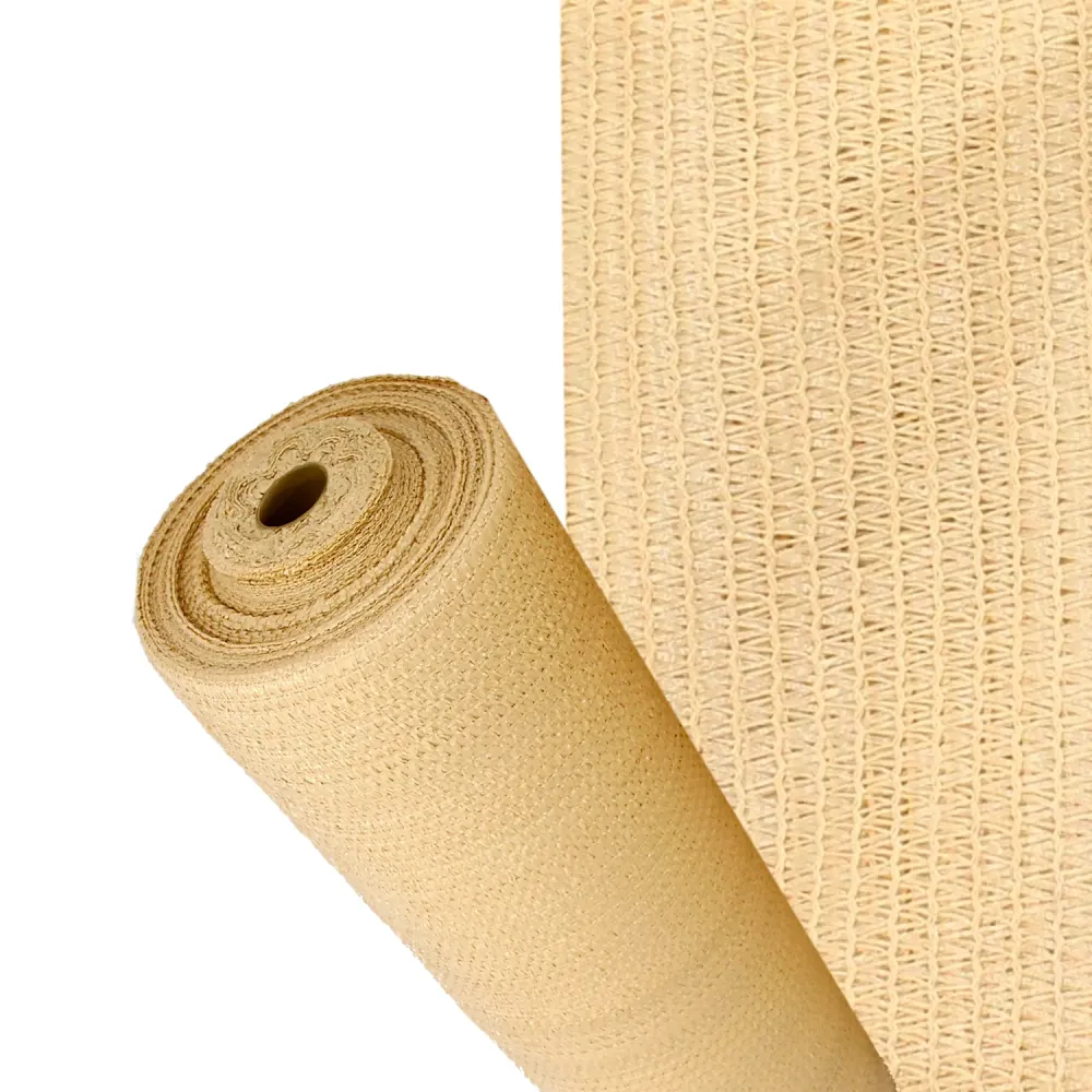 Malla Sombreo Rollo 4 x 50 metros, Reduce Radiación, Protección Jardín y Terraza, Regula Temperatura, Color Hueso