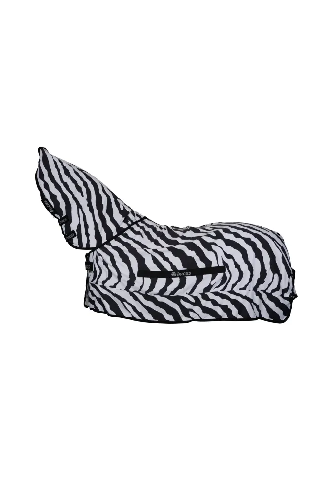 Sweet-Itch Zebra manta para eccema con cuello fijo Black/White 170 con Aplicador Incluido - Listo para Usar