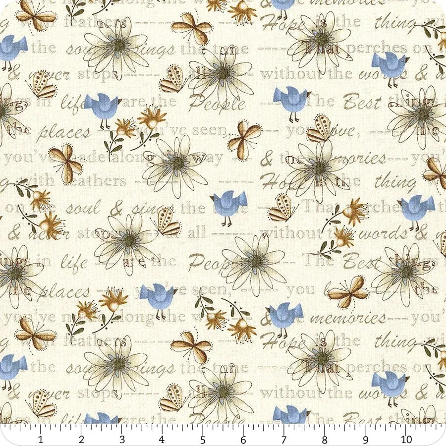 Tela patchwork Colección Azul bird Happiness 100% algodón 2719-44