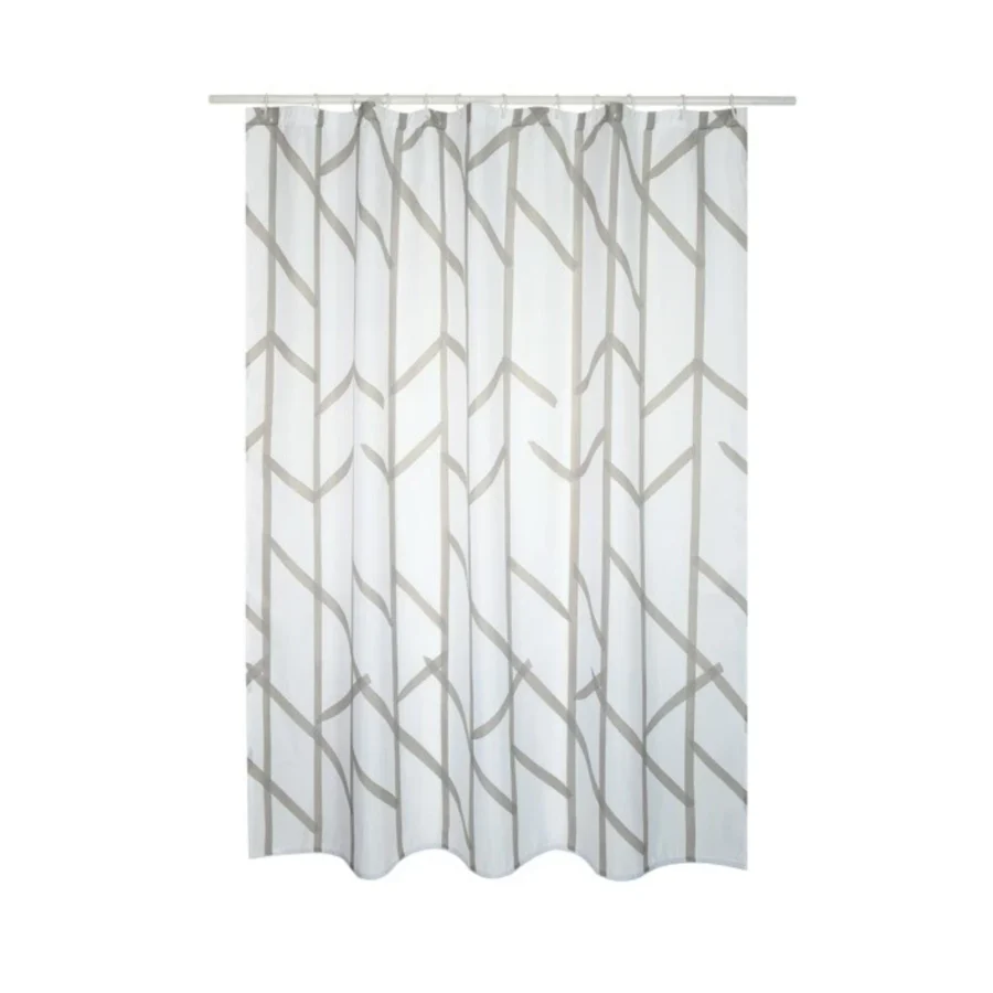 Tenda da doccia anti-muffa poliestere 100% Taupe e bianco collezione ARBRE