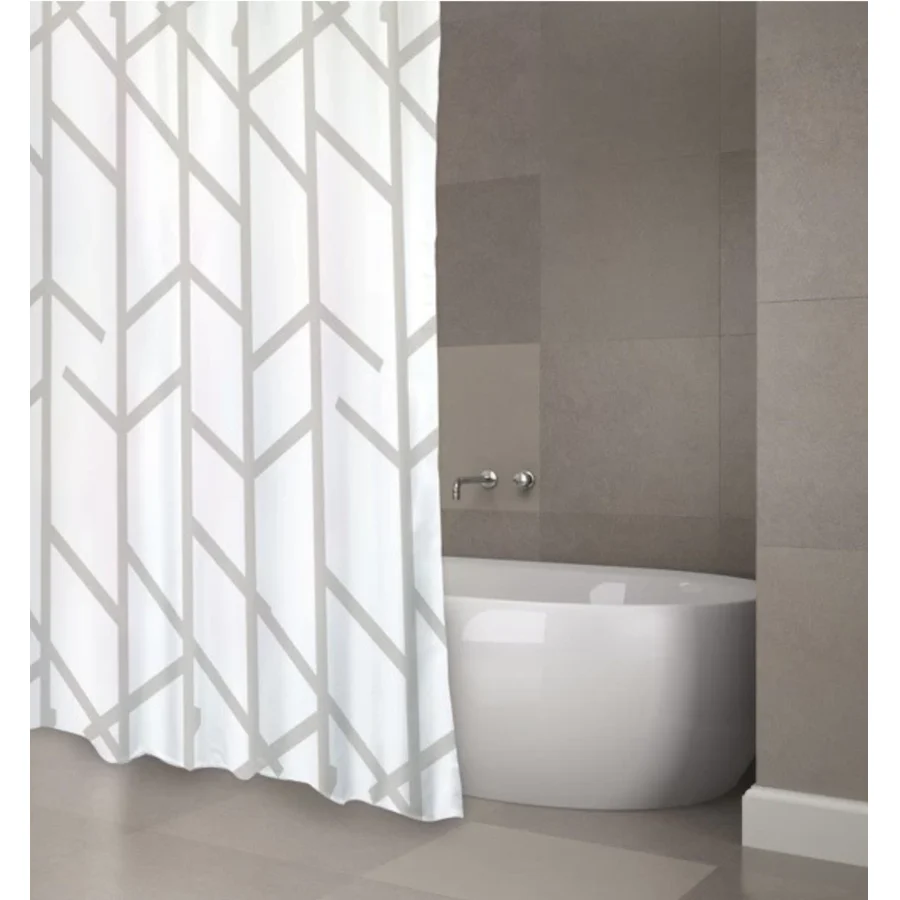 Tenda da doccia anti-muffa poliestere 100% Taupe e bianco collezione ARBRE Efecto Residual de 6 Meses