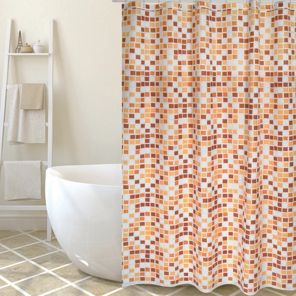 Tenda doccia poliestere modello Mosaico 180 x 200 cm - Multicolore/Beige